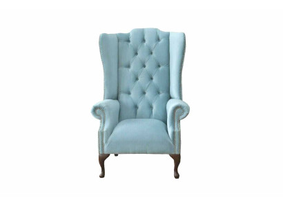 Babyblauwe oorfauteuil Fauteuil Ontwerp Bekleding Bank Bank Chesterfield Stof Nieuw
