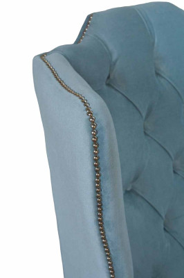 Babyblauwe oorfauteuil Fauteuil Ontwerp Bekleding Bank Bank Chesterfield Stof Nieuw