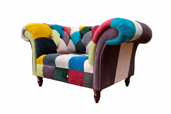 Fauteuil ontwerp Chesterfield loungemeubilair Meerkleurig bankstel Eenpersoons 130 cm Nieuw