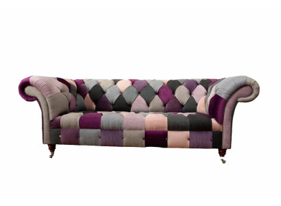 Chesterfield Design Beklede Luxe Zitbank Bank Groen Textiel 3-Zits