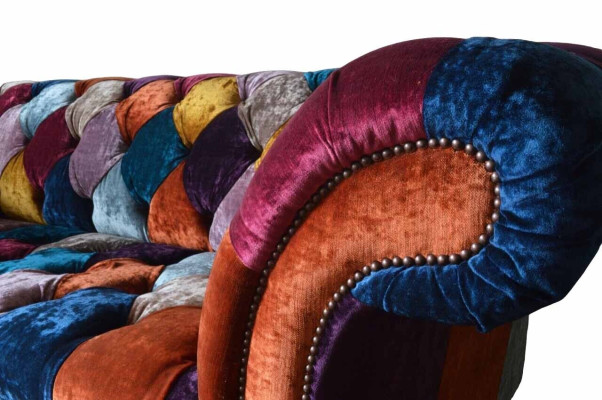Chesterfield Stoffen Bank Gestoffeerde Bank Luxe Stof 3-Zits Design