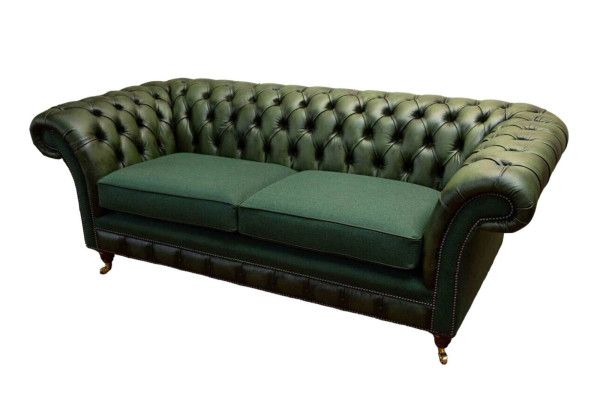Ontwerpbank 3-zits bekleding lederen banken textiel Chesterfield Groen