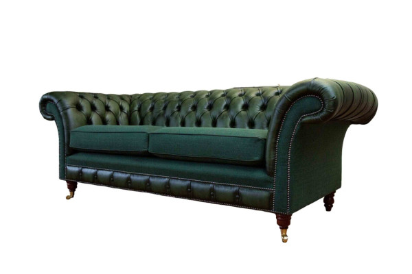 Ontwerpbank 3-zits bekleding lederen banken textiel Chesterfield Groen