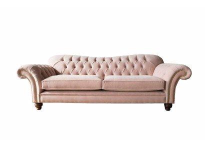 Bank 3-zitter Chesterfield bank Zit textiel stof Bankstellen roze bekleding