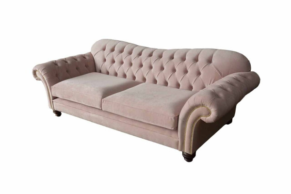 Bank 3-zitter Chesterfield bank Zit textiel stof Bankstellen roze bekleding