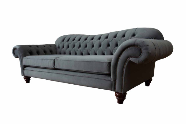 Chesterfield 3-zits textiel designbank bank gestoffeerde banken luxe