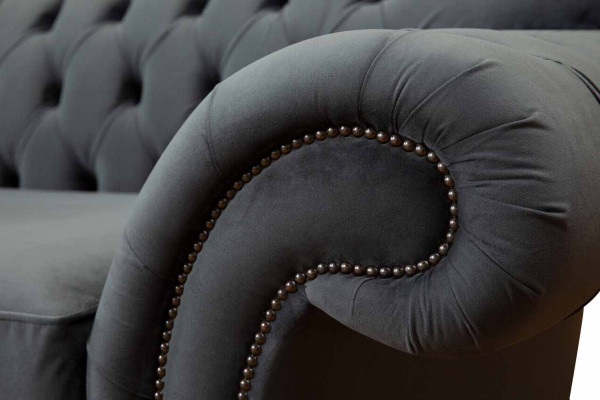 Chesterfield 3-zits textiel designbank bank gestoffeerde banken luxe