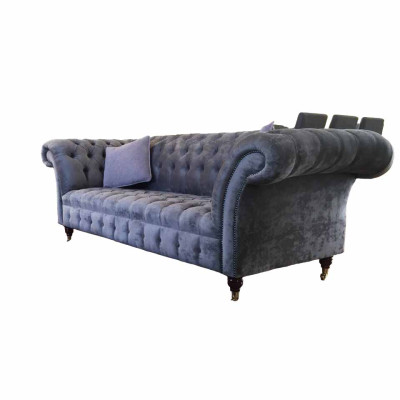 Bank 3-zits Chesterfield zitting textiel stof bank bank bekleding nieuw