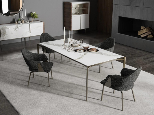 Luxe eetkamerset 8-delig inrichting eettafel stoelen 4x hout meubels dressoir