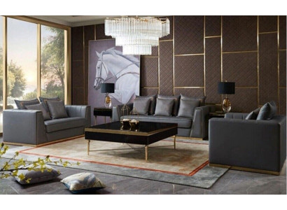 Sofagroep 3-zits set Design Bankstellen Beklede Banken Leder Decoratie Relax