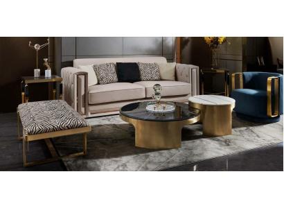 Poef Zebraprint Woonkamer Roestvrij Staal Nieuw Modern Ontwerp Meubels Luxe