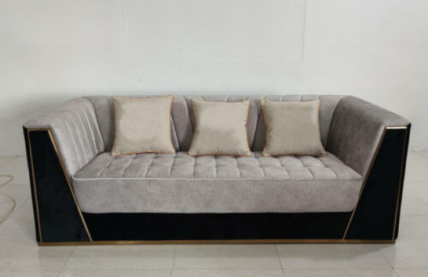Bank 3-zitsbanken luxe textiel banken grote gestoffeerde design meubels Driezitter