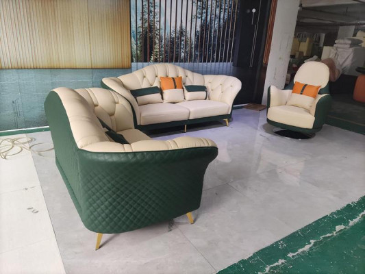 Chesterfield zithoek set gestoffeerde meubels 3-delige set lederen bankstel nieuw