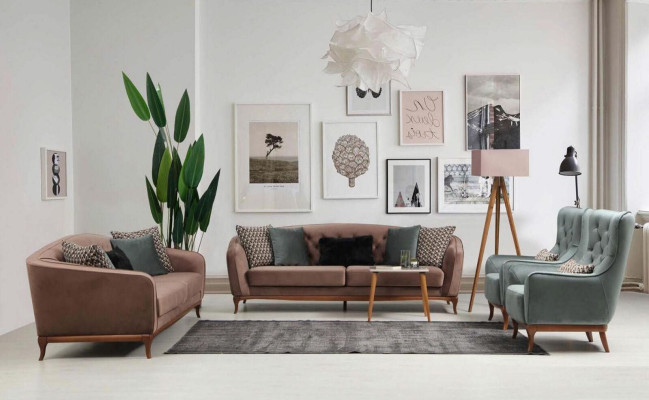 Sofa set luxe bankstel 4+1 zits groep woonkamer stoffen design meubels