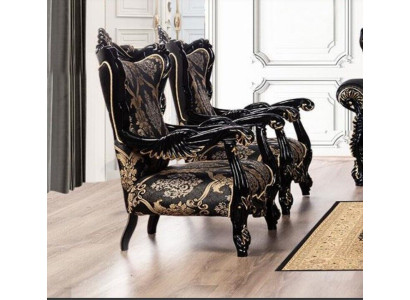 Zetel Oorfauteuil Luxe Stof Zitplaats Ontwerppolsters Barok Textielmeubels