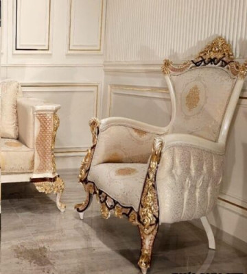 Ohrensessel Fauteuil Stoel Zitter Luxe Design Bekleding Sofa Textiel Barok Ontspanning Stof