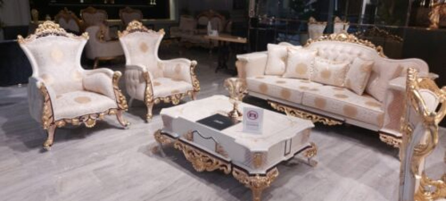 Luxe Chesterfield set 3+3+1 salontafel barok rococo zitkussen sets.