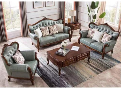 Sofaset 3+2+1 zetels Chesterfield meubels woonkamer textiel bank