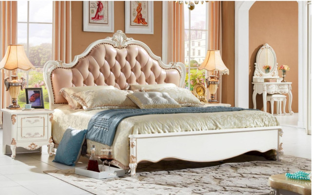 Dubbel bed Chesterfield slaapkamer bedden meubels barok rococo 3-delig