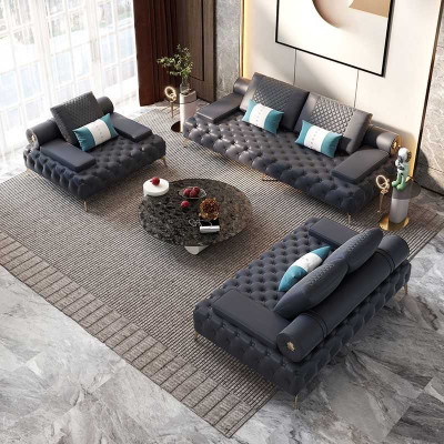 Bank 3-zits meubels leer driezitter bankstellen woonkamer stijl 3-zits Chesterfield