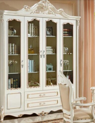 Boekenkast Art Deco kast Vitrinekast Wit Meubels Kasten Hout