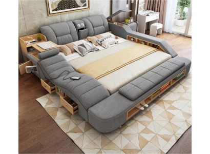 Ontwerp leren bedden Hotel Dubbel Nieuw Multifunctioneel bed Bluetooth-luidsprekers