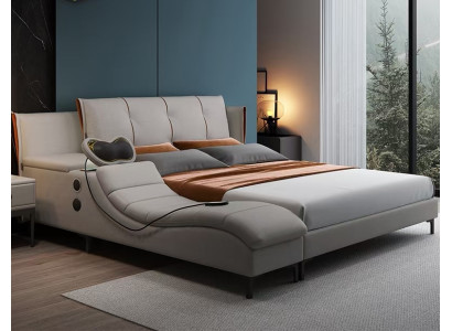 Multifunctioneel luxe ontwerp dubbel lederen bed gestoffeerd bed hotel geluid nieuw