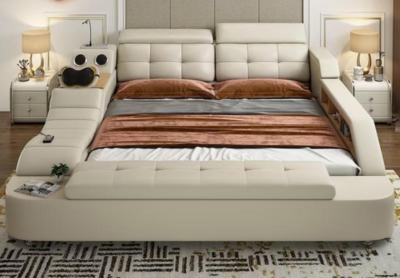 Multifunctioneel bed Luxe designleren bedden Dubbele plank 180x200 cm