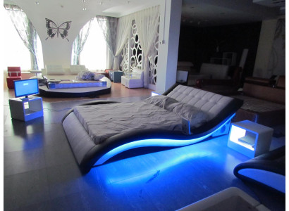 Luxe bed ontwerpbedden Digitale USB-slaapkamermeubels Lederen tweepersoonsbedden.