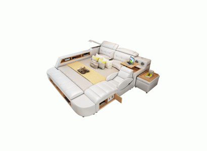 Multifunctioneel 180x200 lederen bedframe Design lederen bed Bedden Bekleding