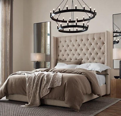 Chesterfield slaapkamer dubbel bed ontwerp lederen luxe bed hotel