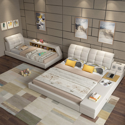 Ontwerp Leren Bedden Hotel Dubbele Plankrek 180x200 Multifunctioneel