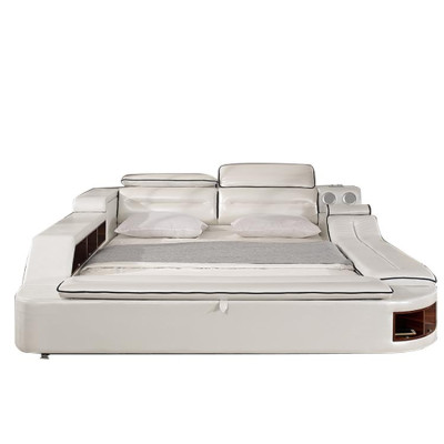 Multifunctioneel bed tweepersoons bedden hotel xxl grote gestoffeerde bedden USB-geluid
