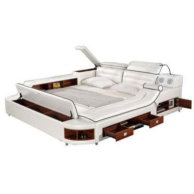 Multifunctioneel bed tweepersoons bedden hotel xxl grote gestoffeerde bedden USB-geluid