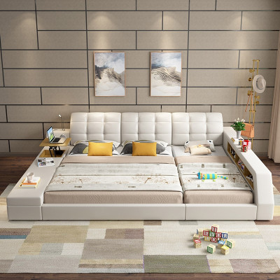 Ontwerp Leren Bedden Hotel Dubbele Plankrek 180x200 Multifunctioneel