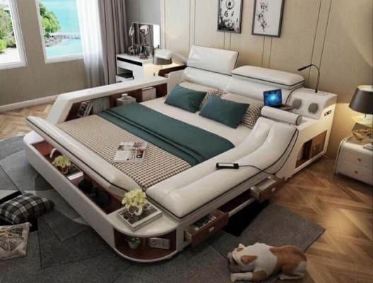 Multifunctioneel luxe bed 180x200 bed lederen bedden slaapkamer ligbed