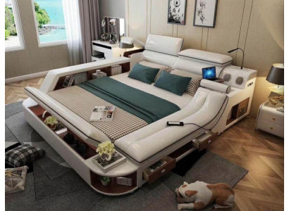Multifunctioneel luxe bed 180x200 bed lederen bedden slaapkamer ligbed
