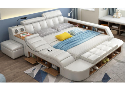 Ontwerp Bed XXL Grote Bedden Leren Bekleding Hotel 180x200cm Multifunctioneel