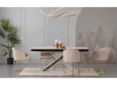 Zuilen tafel eetgroep tafel met 6x eetkamerstoelen Eetkamerstoelen 7-delig