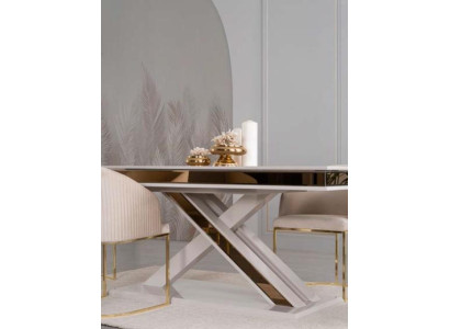 X Benen Eettafel Kolomtafel Luxe Tafels Wit Goud Tafel Meubels Hout X-benen Eettafel Kolomtafel Luxe Tafels Wit Goud Tafel Meubels Hout