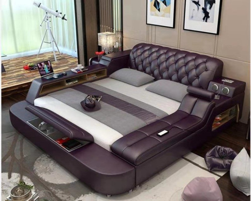 Ontwerp Multifunctioneel Bed XXL Grote Bedden Lederen Hotel Bekleding 150x200cm.