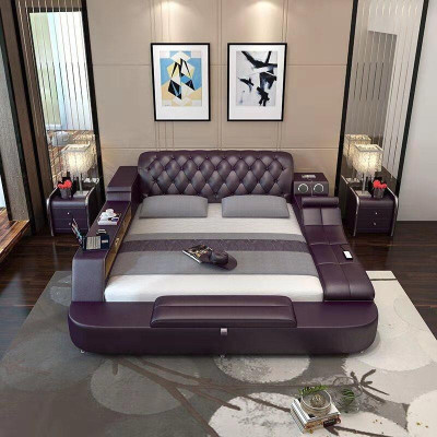 Ontwerp Multifunctioneel Bed XXL Grote Bedden Lederen Hotel Bekleding 150x200cm.