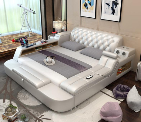 Ontwerp Multifunctioneel Bed XXL Grote Bedden Lederen Hotel Bekleding 150x200cm.