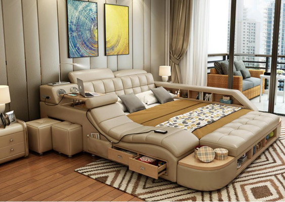 Multifunctionele bedden Luxe leren bedbekleding Moderne hotelmassagefunctie Nieuw