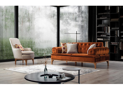 Bankstel bankstel banken bank fauteuil driezits 3+1 zits oranje