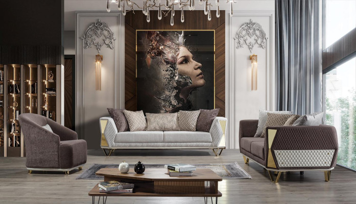 Garnituur bankstel 3+3+1-zits bank fauteuil banken Modern Bruin nieuw