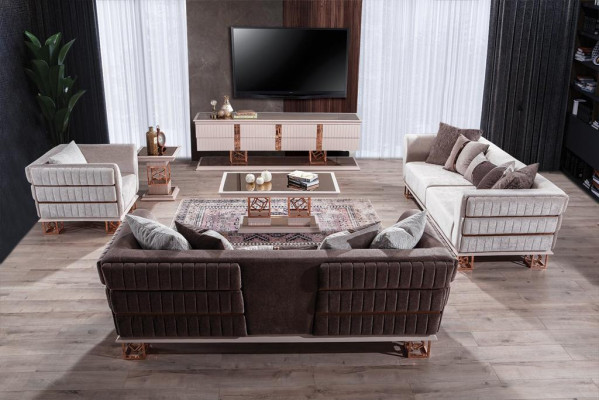 Bankstel 3-zits Moderne Bankstellen Ontwerp Bank Driepersoons Zitplaatsen Nieuw Bruin