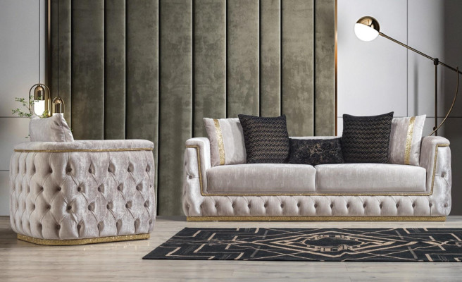 Driepersoons luxe bankstel 3-zitsbank Designbank Meubels Nieuw Beige