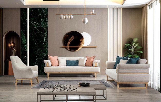 Luxe driezits witte bank 3-zits bankstellen design modern design meubels