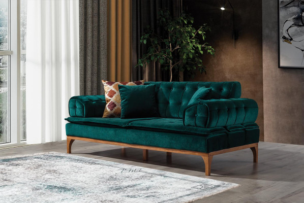Luxe bank 3-zits banken zit stof ontwerp meubels stijl textiel nieuw groen